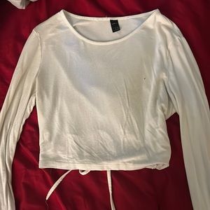 White Long Sleeve Crop Top
